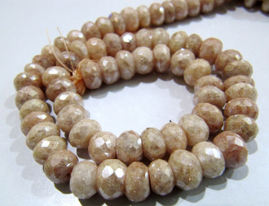 Peach Silverite Chalcedony Rondelle Faceted 7-8mm Strand 8 inch long