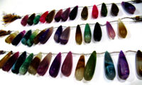 Natural Multi Color Chalcedony Tear Drop Plain 1 to 2Inch Long Beads Strand 8''long