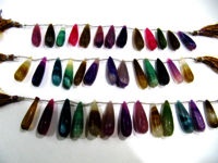 Natural Multi Color Chalcedony Tear Drop Plain 1 to 2Inch Long Beads Strand 8''long