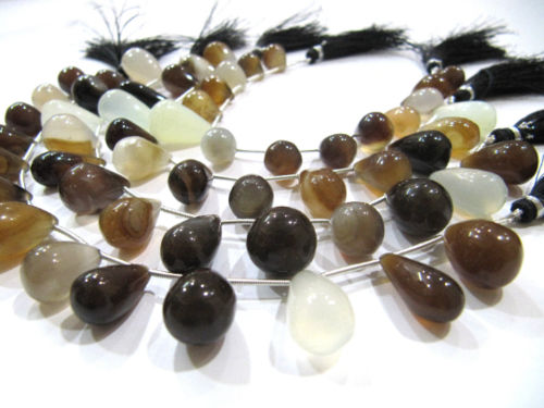 Natural Chalcedony Teardrop Plain15 to 20mm Beads Strand 8 Inches Long