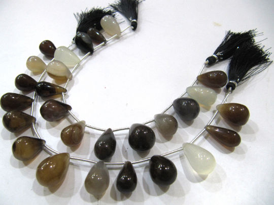 Natural Chalcedony Teardrop Plain15 to 20mm Beads Strand 8 Inches Long