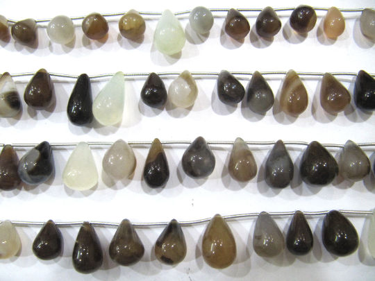 Natural Chalcedony Teardrop Plain15 to 20mm Beads Strand 8 Inches Long