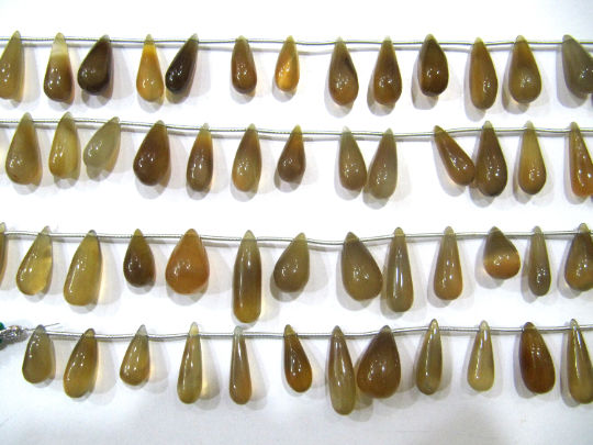 Natural Chalcedony Teardrop Shape Plain15 to 20mm Beads Strand 8 Inches Long