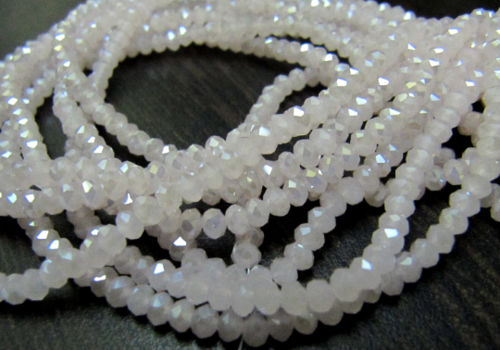 White Chalcedony Hydro Quartz AB Coated Rondelle Faceted 2.5-3mm Beads 16''long