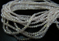 White Chalcedony Hydro Quartz AB Coated Rondelle Faceted 2.5-3mm Beads 16''long