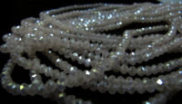 White Chalcedony Hydro Quartz AB Coated Rondelle Faceted 2.5-3mm Beads 16''long