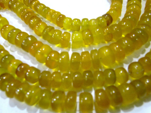 Natural Yellow Chalcedony Rondelle Plain10-12mm Beads 8 inches long