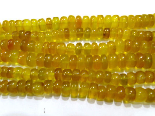 Natural Yellow Chalcedony Rondelle Plain10-12mm Beads 8 inches long