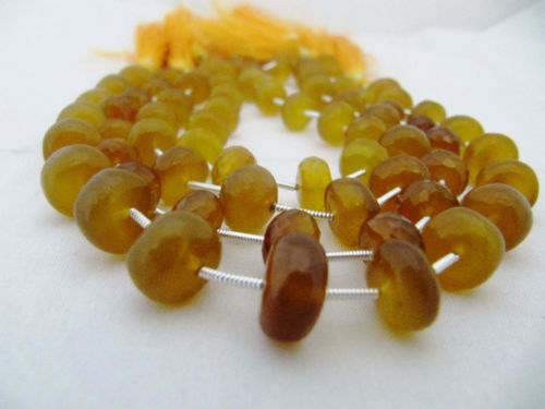 Natural Yellow Chalcedony Rondelle Plain 10 to 12mm Beads Strand 9''long