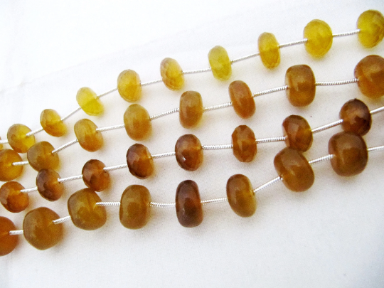 Natural Yellow Chalcedony Rondelle Plain 10 to 12mm Beads Strand 9''long