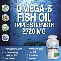 Bronson Omega 3 Fish Oil Triple Strength 180 Softgels