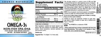 Source Naturals Vegan Omega-3s,  300 mg - 60 Vegan Softfgels