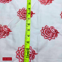 Red Thread work Embroidered Cotton Floral Fabric