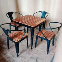 Rooftop Outdoor Cafe Table Chair Set - Polished High-quality Wooden Design | Modern Indian Style For Home And Hotel Use
