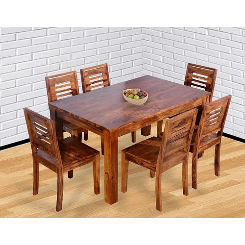 Polished Sheesham Wooden Dining Table Chair Set