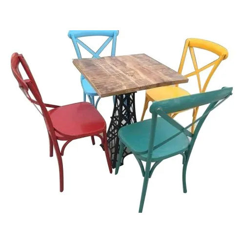 Restaurant Iron Cross Back Chair And Table Set