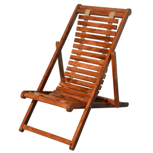 Brown Wooden Folding Reclaimer Chair Resort And Coffee Chair