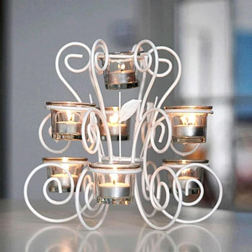 White Hanging Chandelier - Brass Material, Candle Lighting, Elegant Decorative Fixture