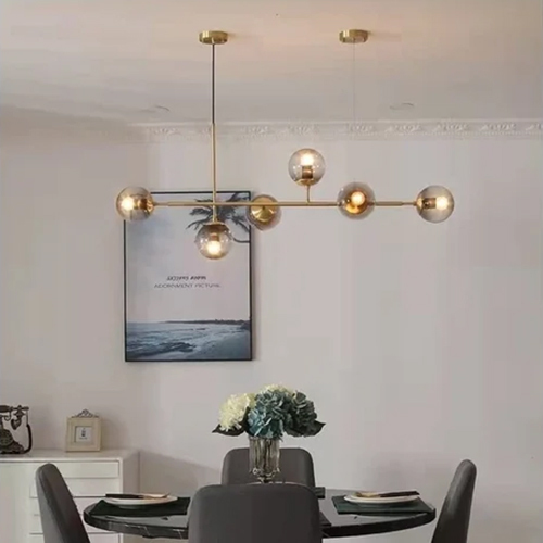 7 Star Decor Affluent 6 Lights Hanging Chandelier - Color: Gold