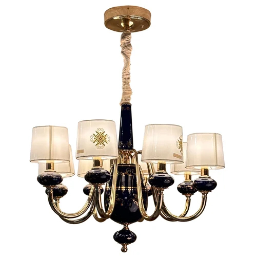 Royal Chandelier - Metal, 0.2x304 inches | Gold Finish, LED Lighting, Ideal for Drawing Room, Dining Room, Living Room, and Hotels, 220 Volt