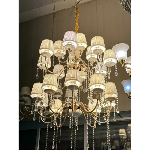 Gold LED Chandelier - 220 Volt, Decorative Lighting for Elegant Spaces