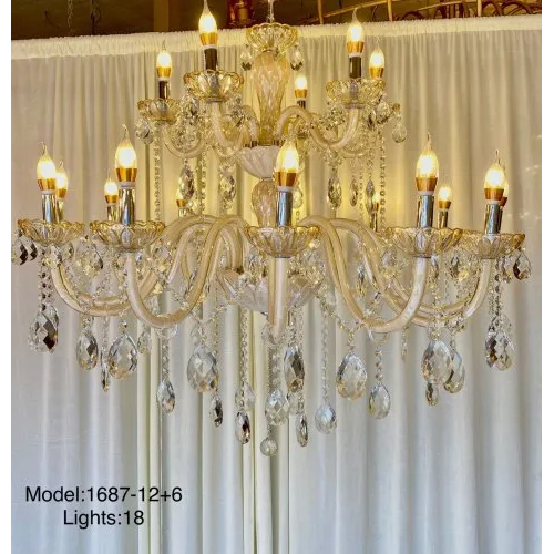 7 Star Decor 18 Light 1687-12 Plus 6 Chandelier - Color: Gold