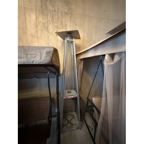 Black Pyramid Heater - Stainless Steel, Transparent Design | Ideal for Outdoor, Garden, Camping, Restaurant, and Wedding Events