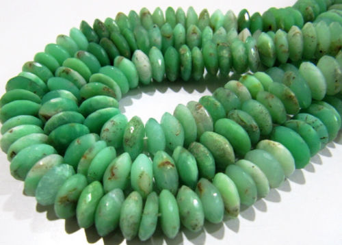 Natural Chrysoprase Faceted German Cut Rondelle Shape 11mm Beads Strand 8''long