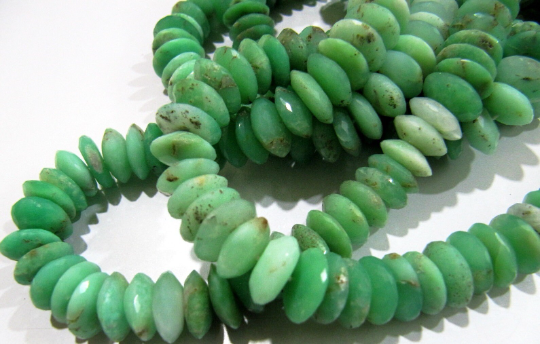 Natural Chrysoprase Faceted German Cut Rondelle Shape 11mm Beads Strand 8''long