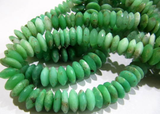 Natural Chrysoprase Faceted German Cut Rondelle Shape 11mm Beads Strand 8''long