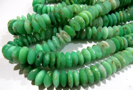 Natural Chrysoprase Faceted German Cut Rondelle Shape 11mm Beads Strand 8''long