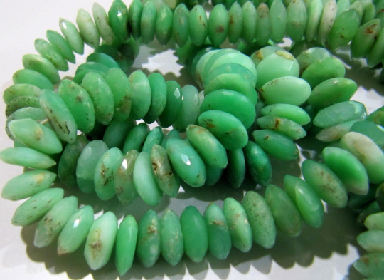 Natural Chrysoprase Faceted German Cut Rondelle Shape 11mm Beads Strand 8''long