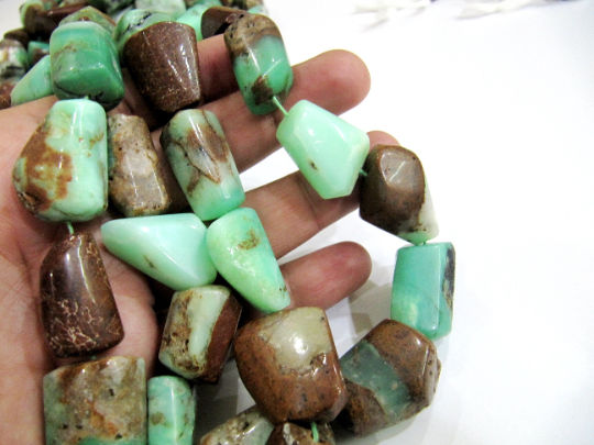 Natural Chrysoprase Nugget Shape Plain 15mm To 25mm Beads Sold 4 Loose Beads