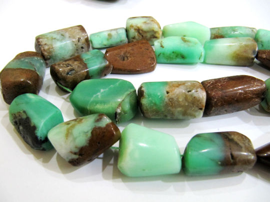 Natural Chrysoprase Nugget Shape Plain 15mm To 25mm Beads Sold 4 Loose Beads