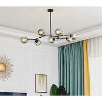 Modern Glass Chandelier - Crystal Material, Gold Color, 9 LED Lamps | Ideal for Home Living Room, Wedding and Event Decor