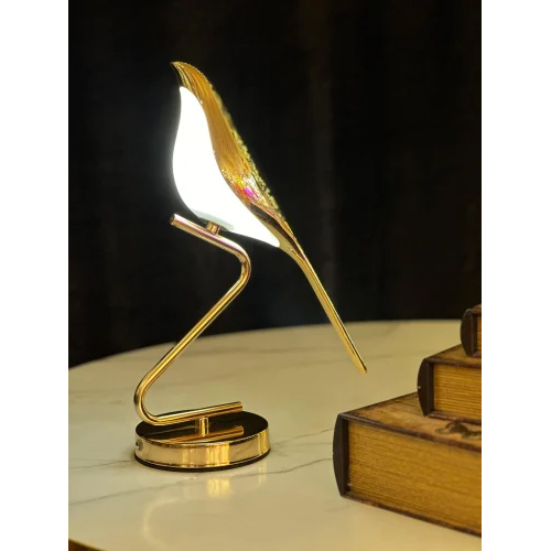 Wireless LED Bird Table Lamp - Gold Metal Finish | Sleek Design, Eco-Friendly Lighting