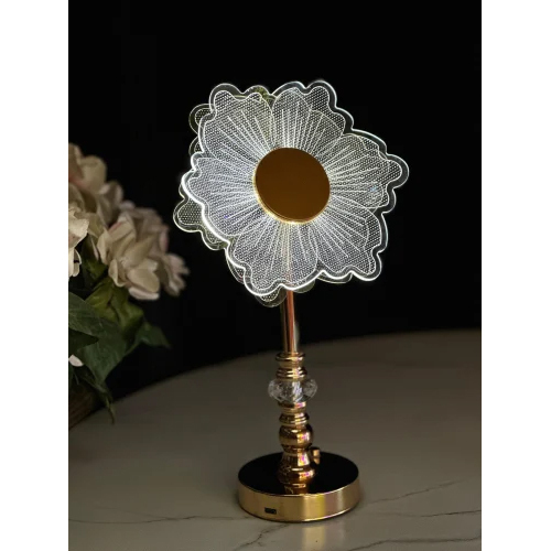 Wireless Acrylic Flower Table Lamp - Color: White
