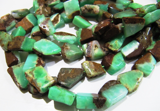 Natural Chrysoprase Nugget Shape11mm To 15mm Beads Strand 8 Inches Long