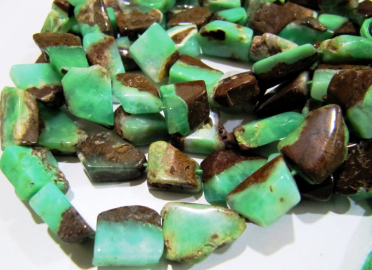 Natural Chrysoprase Nugget Shape11mm To 15mm Beads Strand 8 Inches Long