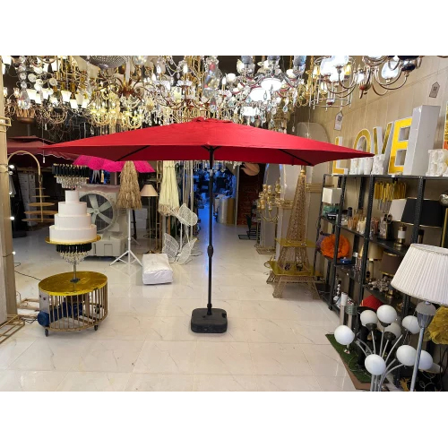 Center Pole Umbrella - Polyester Fabric, Red Color, Foldable Design | Lightweight and Portable Outdoor Canopy