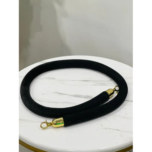 Black Velvet Rope - Manual Use, Elegant Black Color with Golden Top and 1 Year Warranty