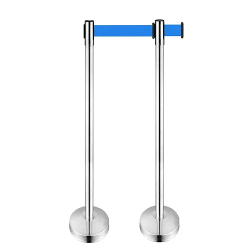1 Pole Silver Queue Manager Stand - Color: Blue