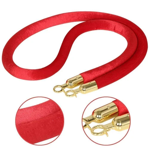 Red Velvet Rope - Manual Operation, Velvet Material, No Power Needed | 1-Year Warranty, Ideal for Offices
