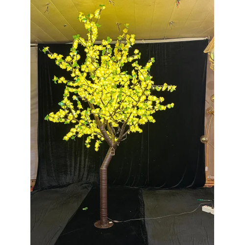 8 Ft Led Cherry Blossom Tree - Plastic Material, Yellow Color , Metal Base for Decorative Lighting