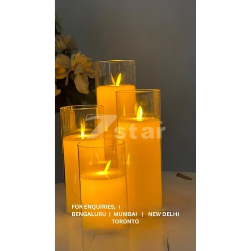 6 Inches Acrylic Led Pillar Candle - Plastic, 6 Inches, Yellow | Warm White Light, Decorative Round Shape for Elegant Ambiance