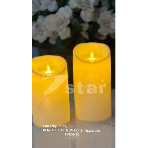 7 Inches Led Moving Flame Candle - Plastic Material, Round Shape , Warm White Light for Decorative Ambiance