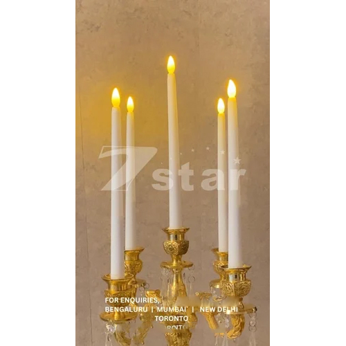 Led Stick Candle - Plastic, Round Shape, Warm White Light, White Color | Perfect for Decoration and Ambient Lighting