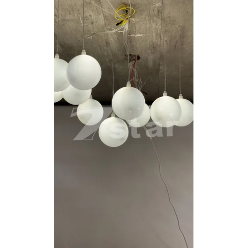Hanging LED Plastic Ball Set - 7 Foot Length, White Decorative Lighting