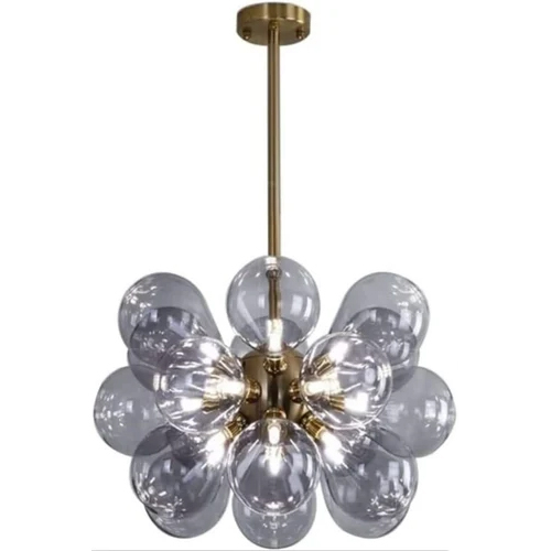 6135-18- Smokey Grey Chandelier - Color: White & Gold