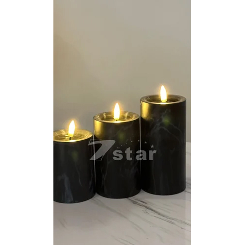 Led Black Marble Candle - Application: Decoration